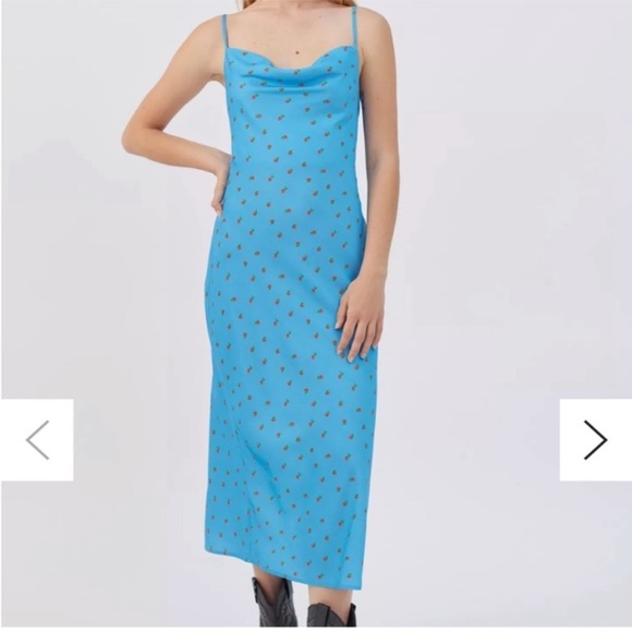 Urban Outfitters Mallory Cowl Neck Midi Blue
Strawberry Pattern Slip Dress Sz L - Picture 1 of 4